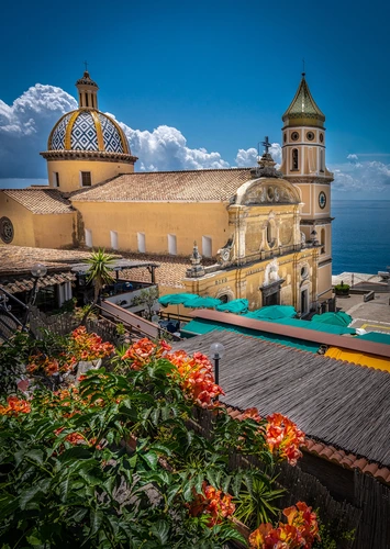 церковь, собор, океан, остров, синие, бежевые