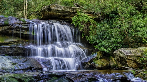 деревья, водопад, река, природа, зеленые, коричневые