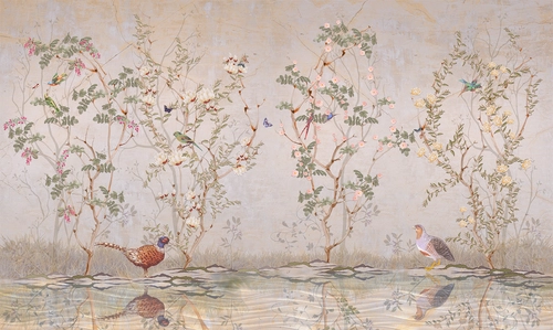 птицы, серые, ветки, деревья, отражение, белые, красные, HD