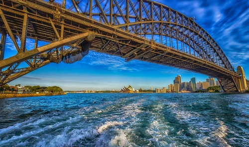 океан, мост, берег, коричневые, синие, волны