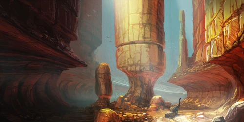 каньон, фэнтези, скала, арт, коричневые, серые