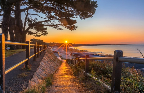 закат, пляж, побережье, англия, желтые, коричневые