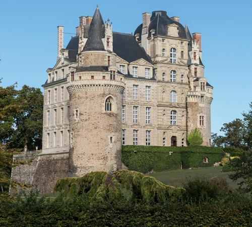 замок, архитектура, франция, серые, зеленые, голубые