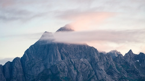 гора, облака, синие, белые