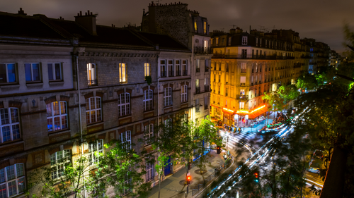 ночь, город, огни, коричневые, зеленые, темные