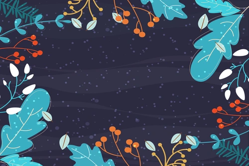 фон, абстракция, абстрактные, растительность, листья, голубые, оранжевые