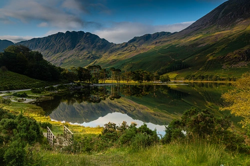 озеро, горы, англия, природа, зеленые, голубые