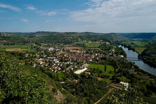 деревня, река, природа, франция, зеленые, серые, синие, голубые