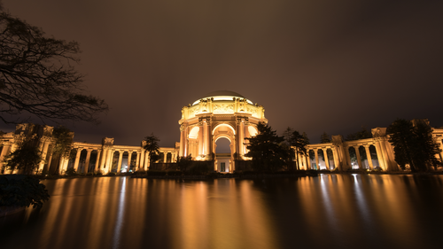 архитектура, ночь, свет, темные, желтые