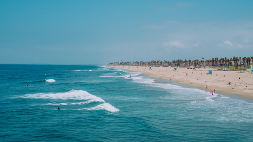 пляж, волны, бирюзовые, коричневые, песок