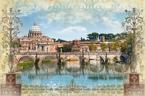 Италия, река, вода, мост, город, отражение, бежевые, голубые