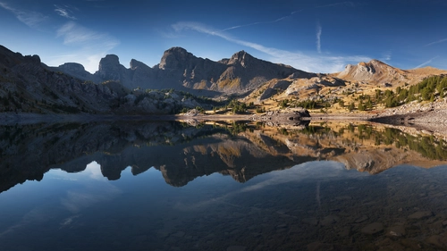 природа, горы, лес, река, синие, коричневые