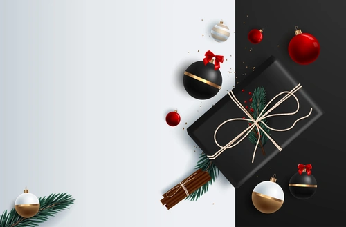 подарки, вектор, шары, черные, белые, красные