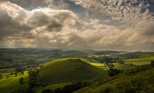холмы, англия, природа, облака, зеленые, серые
