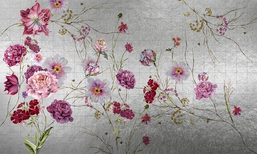 растения, цветы, ветви, букет, листья, серые, розовые