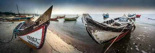 берег, лодка, пляж, серые, панорама, бежевые