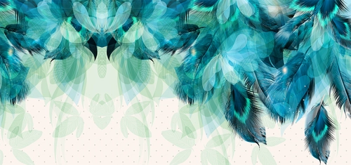 листья, перья, узоры, растения, лепестки, голубые