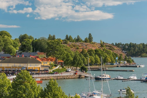 причал, деревня, финляндия, коричневые, серые, белые