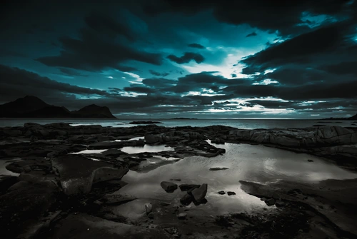 вода, берег, песок, камни, синие, черные, серые