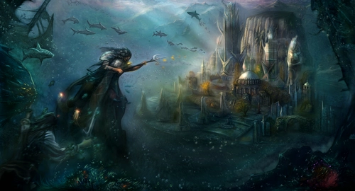 скала, фантастика, воин, арт, рисованные, серые, черные, темные