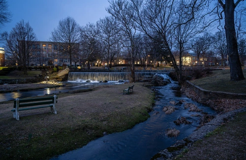 парк, вечер, англия, черные, синие