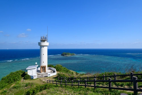 маяк, берег, океан, природа, япония, синие, белые, зеленые