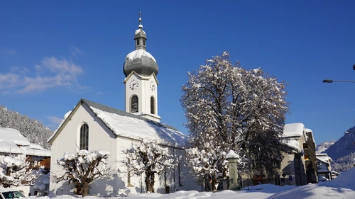 церковь, храм, зима, деревья, белые, синие, черные
