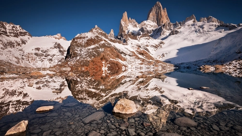 камни, скалы, коричневые, отражение, горы