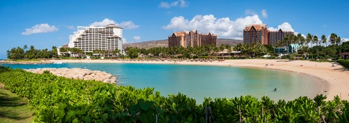 курорт, пляж, берег, зеленые, бежевыЕ, синие, панорама