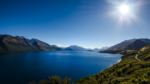 озеро, горы, синие, зеленые, природа