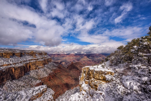 скалы, горы, природа, снег, коричневые, белые