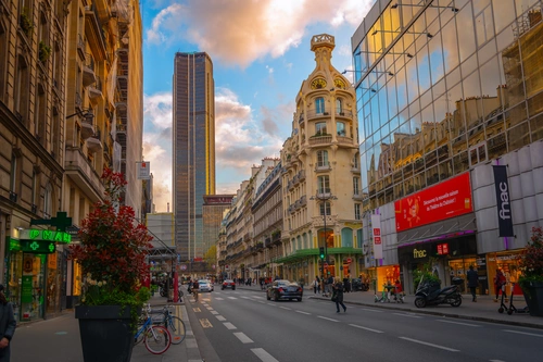 улица, франция, город, дом, коричневые, серые, синие