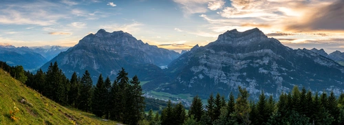 горы, лес, природа, зеленые, коричневые, серые, синие, панорама