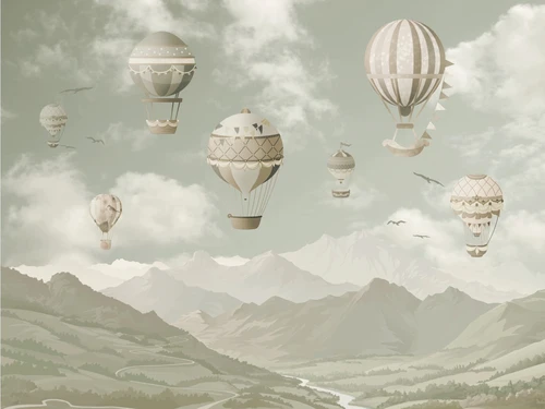 шары, HD, горы, детские, долина, серые, белые