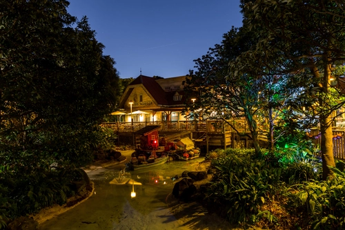 вечер, деревья, дом, ночь, япония, желтые