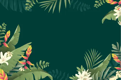 зеленые, растительность, листья, цветы, белые, темные