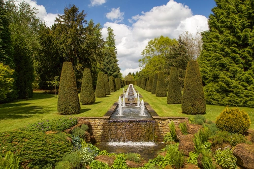 фонтан, парк, сад, природа, англия, зеленые, белые