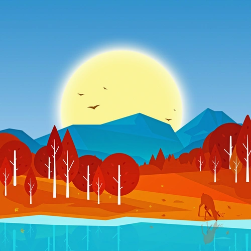 поле, рассвет, природа, синие, оранжевые, красные, желтые