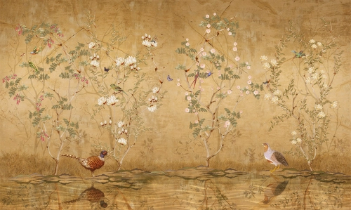 птицы, деревья, цветы, ветки, отражение, коричневые, белые, красные, HD