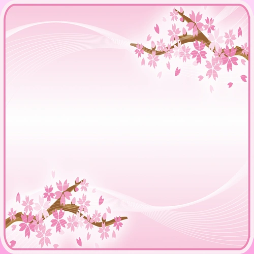 вектор, сакура, ветвь, розовые, коричневые, белые