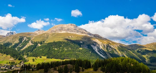 лес, природа, гора, панорама, зеленые, белые, синие