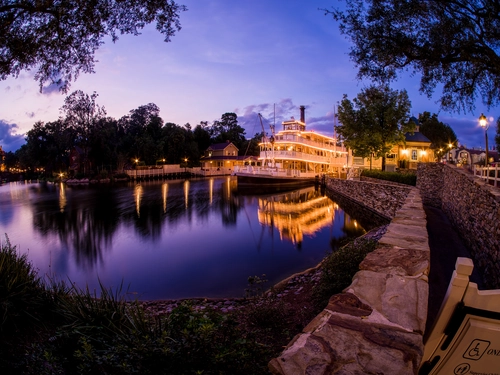 отражение, озеро, дом, ночь, желтые, синие, черные