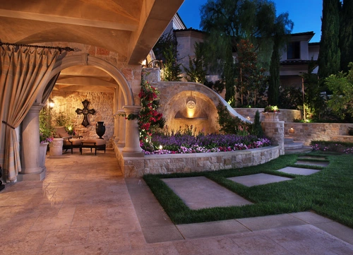 вечер, храм, бежевые, желтые, синие, ночь