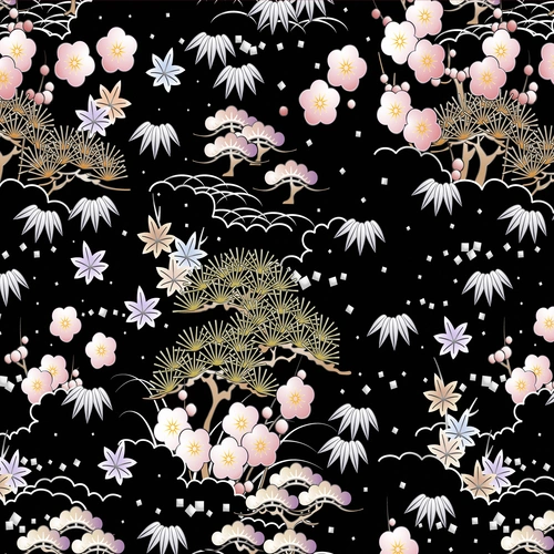 вектор, папоротник, арт, паттерн, белые, черные