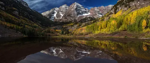 горы, озеро, природа, синие, темные, зеленые, коричневые