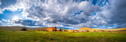 поле, горы, природа, облака, зеленые, серые, белые