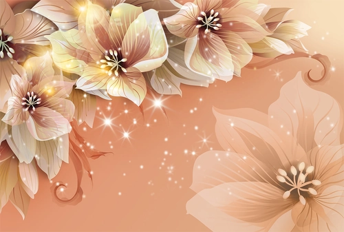 рисунок, цветы, лепестки, блеск, оранжевые