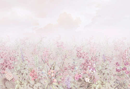 облака, цветы, розовые, бежевые, белые, HD