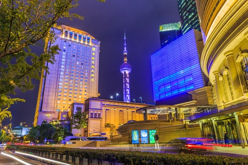 фиолетовые, ночь, желтые, город, китай, архитектура, черные