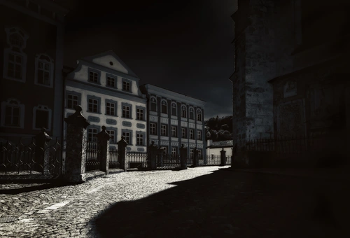 город, улица, ночь, дом, дома, здание, темные, черные, серые, бежевые